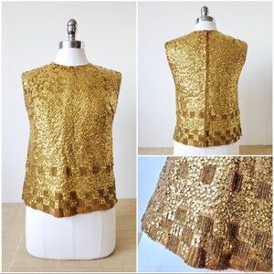 Gold sequin cocktail party top